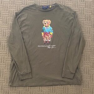 Polo by Ralph Lauren Olive Long Sleeve Classic Fit Tee with Bear Graphic